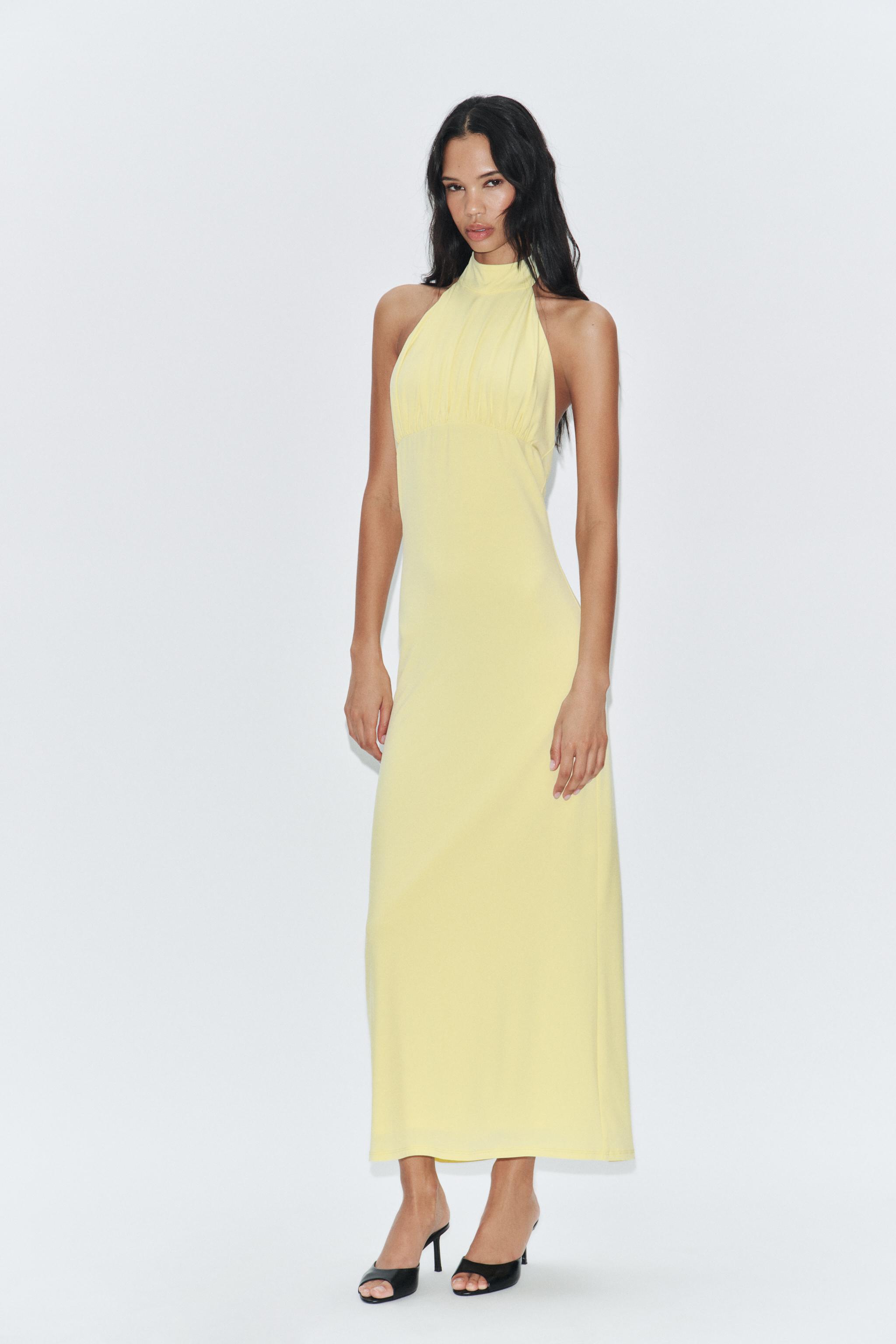 TIED HALTER MIDI DRESS